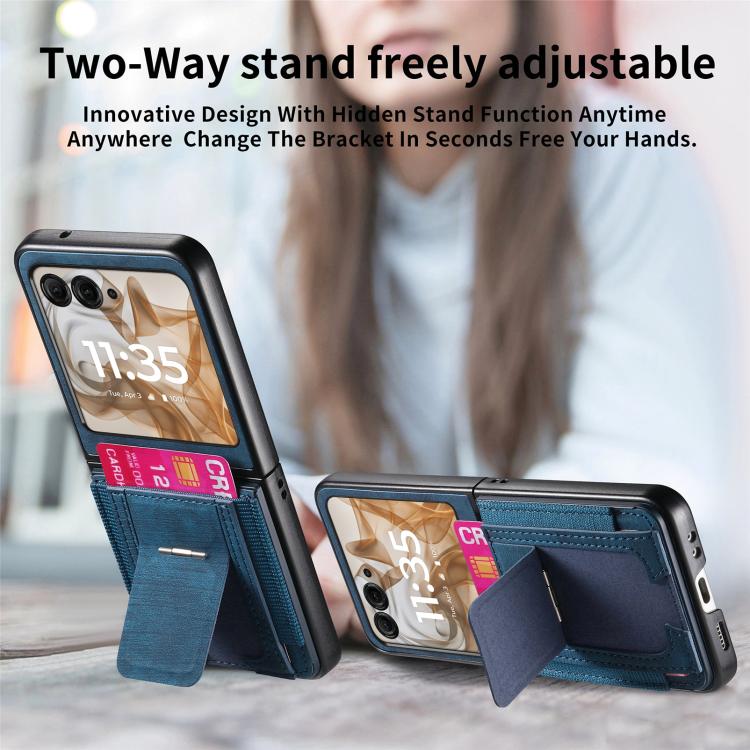 Retro Leather Fold Stand Elastic Card Bag Phone Case, Compatible with Motorola Moto Razr 50