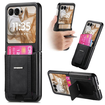 Retro Leather Fold Stand Elastic Card Bag Phone Case, Compatible with Motorola Moto Razr 50