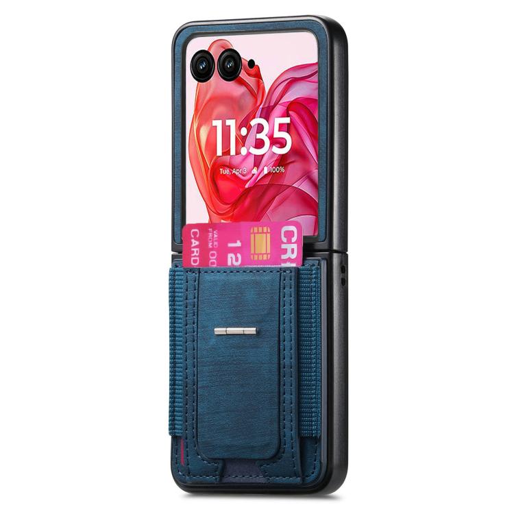 Retro Leather Fold Stand Elastic Card Bag Phone Case, Compatible with Motorola Moto Razr 50 Ultra