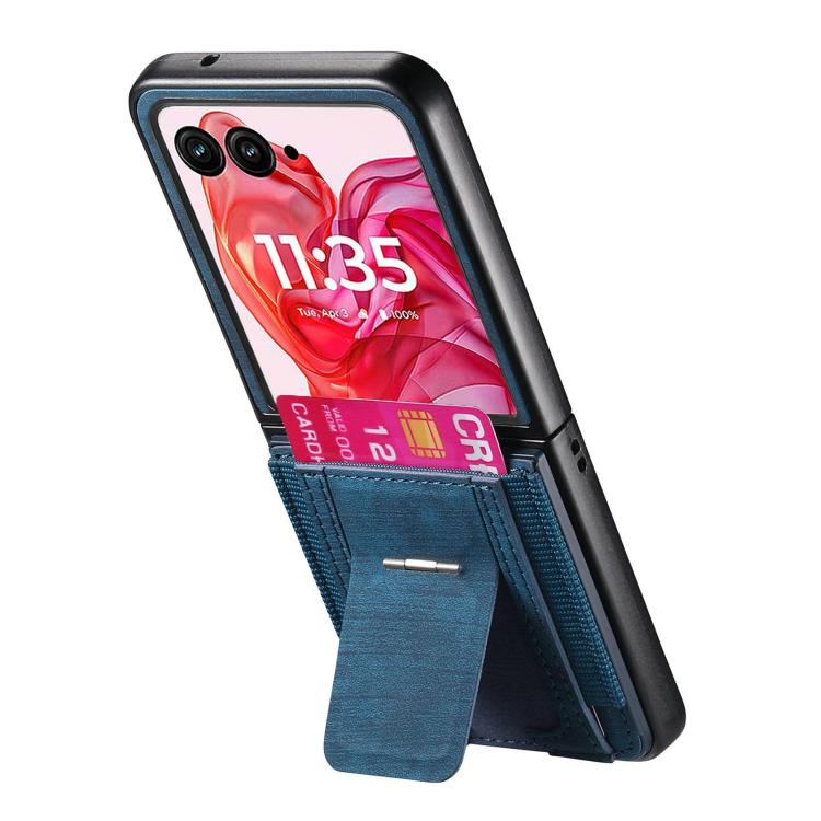 Retro Leather Fold Stand Elastic Card Bag Phone Case, Compatible with Motorola Moto Razr 50 Ultra