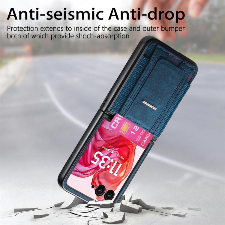 Retro Leather Fold Stand Elastic Card Bag Phone Case, Compatible with Motorola Moto Razr 50 Ultra