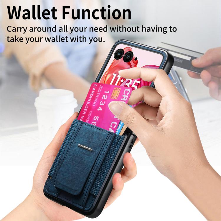 Retro Leather Fold Stand Elastic Card Bag Phone Case, Compatible with Motorola Moto Razr 50 Ultra