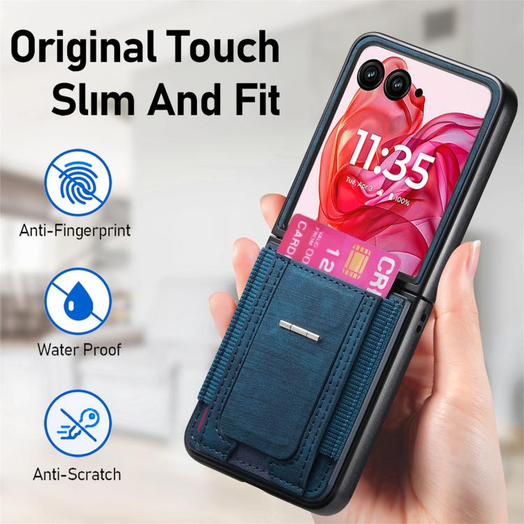 Retro Leather Fold Stand Elastic Card Bag Phone Case, Compatible with Motorola Moto Razr 50 Ultra