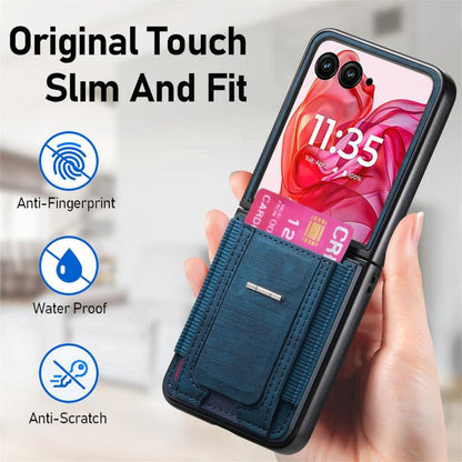 Retro Leather Fold Stand Elastic Card Bag Phone Case, Compatible with Motorola Moto Razr 50 Ultra