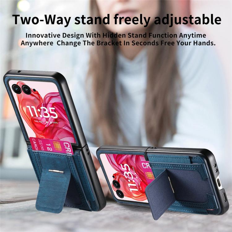 Retro Leather Fold Stand Elastic Card Bag Phone Case, Compatible with Motorola Moto Razr 50 Ultra