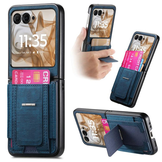 Retro Leather Fold Stand Elastic Card Bag Phone Case, Compatible with Motorola Moto Razr 60