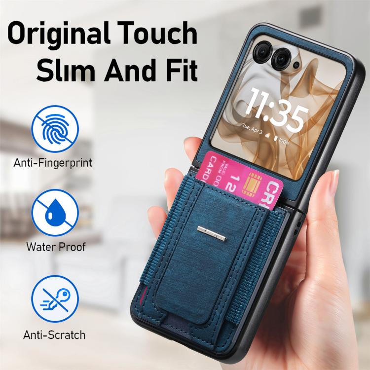 Retro Leather Fold Stand Elastic Card Bag Phone Case, Compatible with Motorola Moto Razr 60