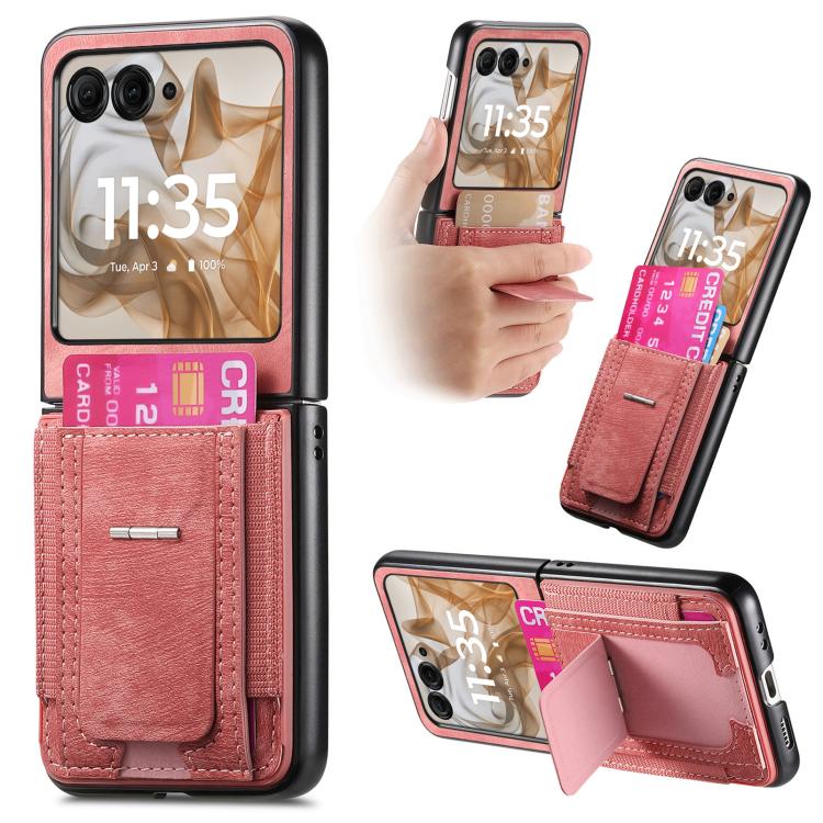 Retro Leather Fold Stand Elastic Card Bag Phone Case, Compatible with Motorola Moto Razr 60