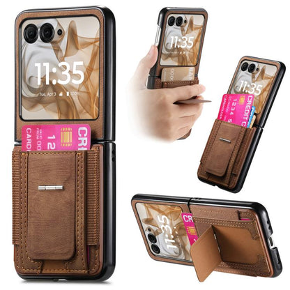 Retro Leather Fold Stand Elastic Card Bag Phone Case, Compatible with Motorola Moto Razr 60
