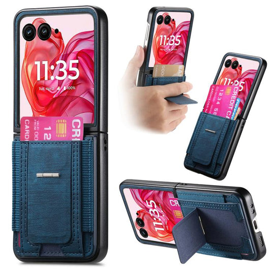 Retro Leather Fold Stand Elastic Card Bag Phone Case, Compatible with Motorola Moto Razr 60 Ultra