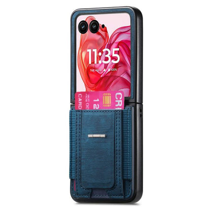 Retro Leather Fold Stand Elastic Card Bag Phone Case, Compatible with Motorola Moto Razr 60 Ultra