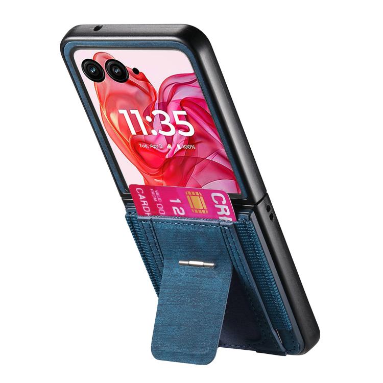 Retro Leather Fold Stand Elastic Card Bag Phone Case, Compatible with Motorola Moto Razr 60 Ultra