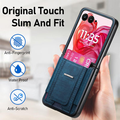 Retro Leather Fold Stand Elastic Card Bag Phone Case, Compatible with Motorola Moto Razr 60 Ultra