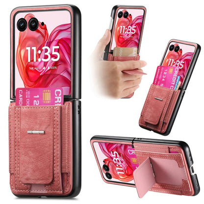 Retro Leather Fold Stand Elastic Card Bag Phone Case, Compatible with Motorola Moto Razr 60 Ultra