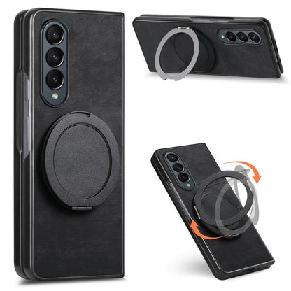 Retro Leather Rotation Round Holder Phone Case