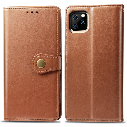 Retro Solid Color Leather Buckle Mobile Phone Protection Leather Case with Photo Frame & Card Slot & Wallet & Bracket Function for  iPhone XI Max（2019）
