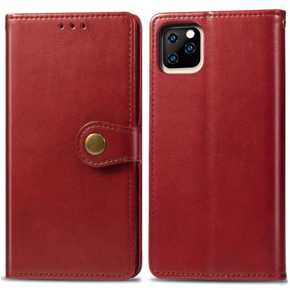 Retro Solid Color Leather Buckle Mobile Phone Protection Leather Case with Photo Frame & Card Slot & Wallet & Bracket Function for iPhone XI（2019）
