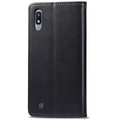 Retro Solid Color Leather Buckle Mobile Phone Protection Leather Case with Photo Frame & Card Slot & Wallet & Bracket Function for Galaxy A10