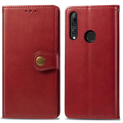Retro Solid Color Leather Buckle Mobile Phone Protection Leather Case with Lanyard & Photo Frame & Card Slot & Wallet & Bracket Function for Huawei Y9 Prime 2019