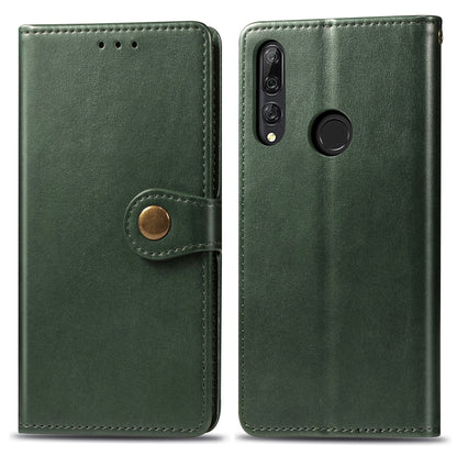 Retro Solid Color Leather Buckle Mobile Phone Protection Leather Case with Lanyard & Photo Frame & Card Slot & Wallet & Bracket Function for Huawei Y9 Prime 2019