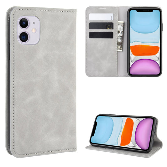 For iPhone 11   Retro-skin Business Magnetic Suction Leather Case with Purse-Bracket-Chuck