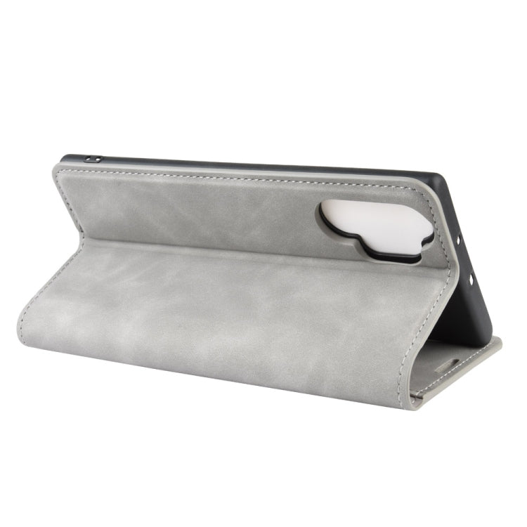 For Galaxy Note10+   Retro-skin Business Magnetic Suction Leather Case with Holder & Card Slots & Wallet