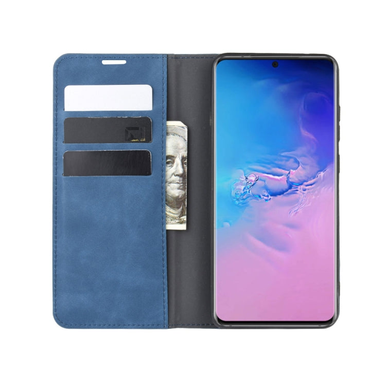 For Galaxy S11 Plus Retro-skin Business Magnetic Suction Leather Case with Holder & Card Slots & Wallet