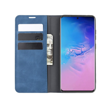 For Galaxy S11 Plus Retro-skin Business Magnetic Suction Leather Case with Holder & Card Slots & Wallet