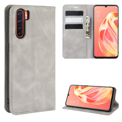 For OPPO A91 Retro-skin Business Magnetic Suction Horizontal Flip PU Leather Case with Holder & Card Slots & Wallet