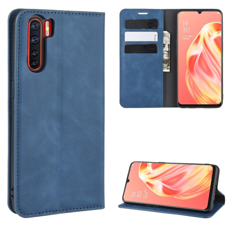 For OPPO A91 Retro-skin Business Magnetic Suction Horizontal Flip PU Leather Case with Holder & Card Slots & Wallet