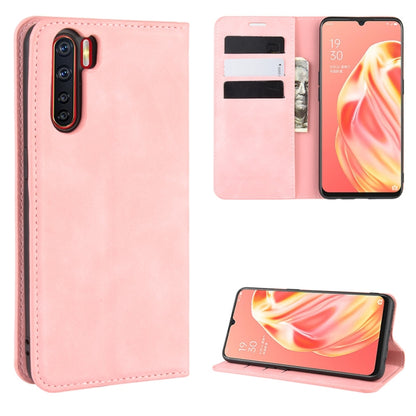 For OPPO A91 Retro-skin Business Magnetic Suction Horizontal Flip PU Leather Case with Holder & Card Slots & Wallet