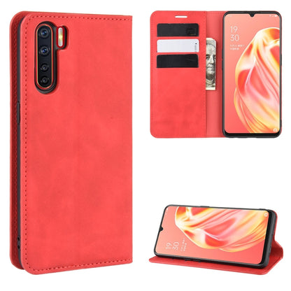 For OPPO A91 Retro-skin Business Magnetic Suction Horizontal Flip PU Leather Case with Holder & Card Slots & Wallet