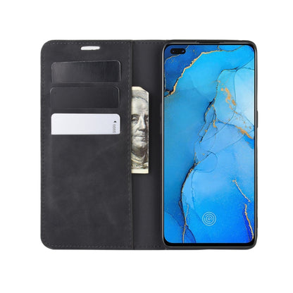 For Oppo Reno3 Pro Retro-skin Business Magnetic Suction Leather Case with Holder & Card Slots & Wallet