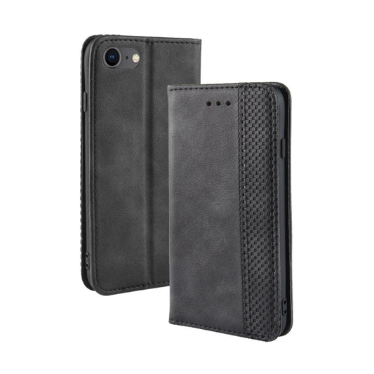 For iPhone SE (2020) Magnetic Buckle Retro Crazy Horse Texture Horizontal Flip Leather Case  , with Holder & Card Slots & Photo Frame