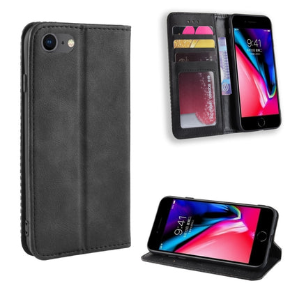 For iPhone SE (2020) Magnetic Buckle Retro Crazy Horse Texture Horizontal Flip Leather Case  , with Holder & Card Slots & Photo Frame