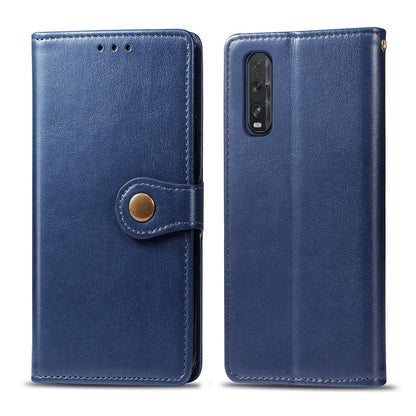 For OPPO Find X2 Retro Solid Color Leather Buckle Phone Case with Lanyard & Photo Frame & Card Slot & Wallet & Stand Function