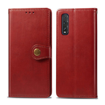 For OPPO Find X2 Retro Solid Color Leather Buckle Phone Case with Lanyard & Photo Frame & Card Slot & Wallet & Stand Function