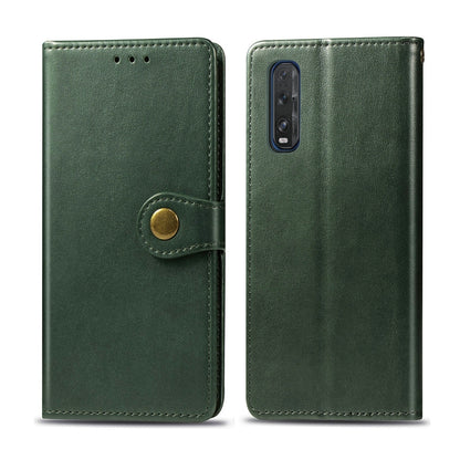 For OPPO Find X2 Retro Solid Color Leather Buckle Phone Case with Lanyard & Photo Frame & Card Slot & Wallet & Stand Function