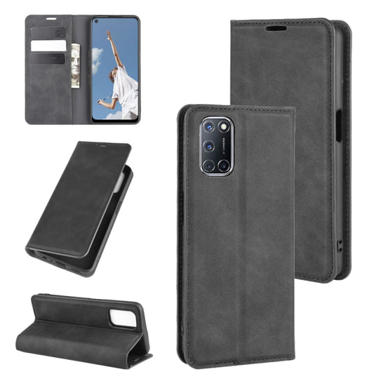 For OPPO A72 Retro-skin Business Magnetic Suction Leather Case with Holder & Card Slots & Wallet