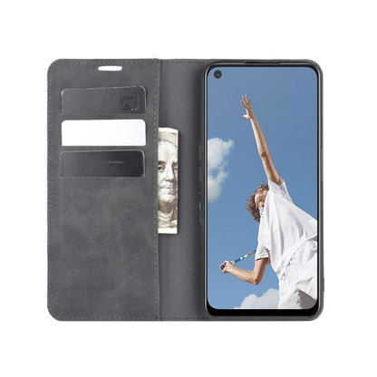 For OPPO A72 Retro-skin Business Magnetic Suction Leather Case with Holder & Card Slots & Wallet