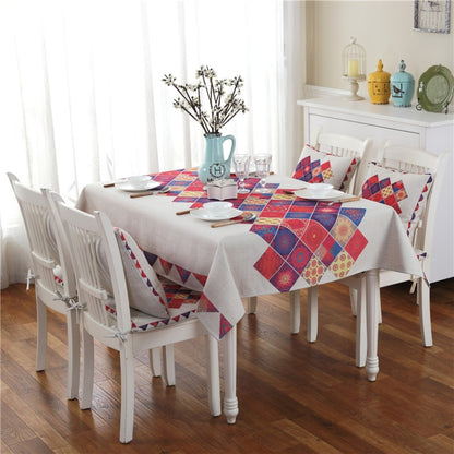 Retro Pattern Linen Table Cloth Compatible with Dinner Home Decor Dustproof Table Cover, 140x140cm