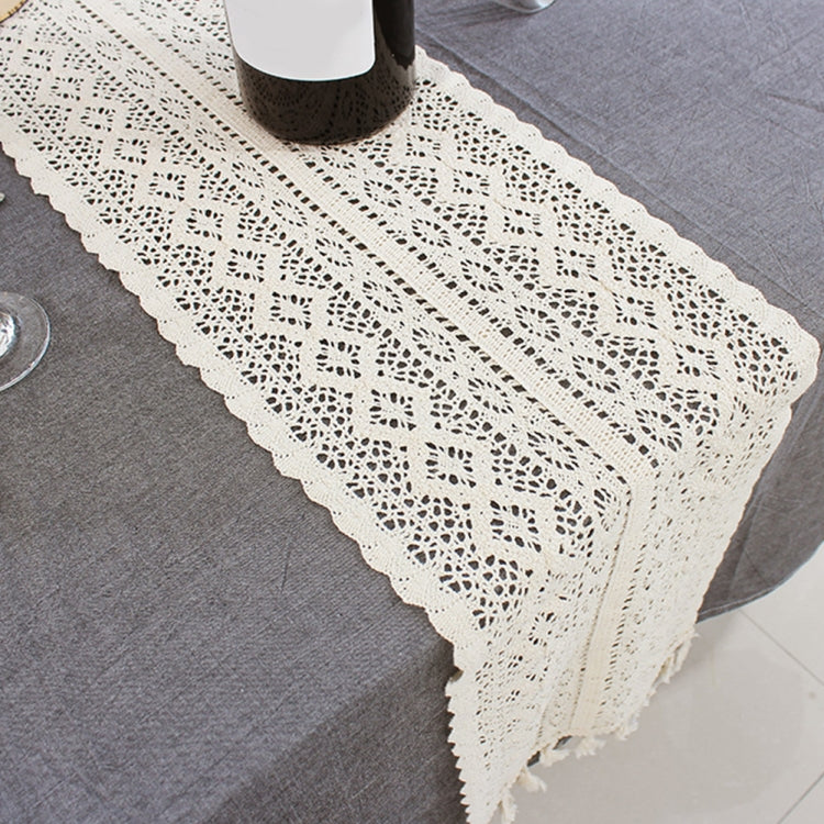 Tassel Lace Floral Romance Retro Crochet Hollow Cotton Blend Table Runner Covers, 24x220cm