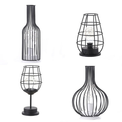 Retro Classic Iron Art LED Table Lamp Reading Lamp Night Light Bedroom Lamp Desk Lighting Home Decoration, Red Wine Glass