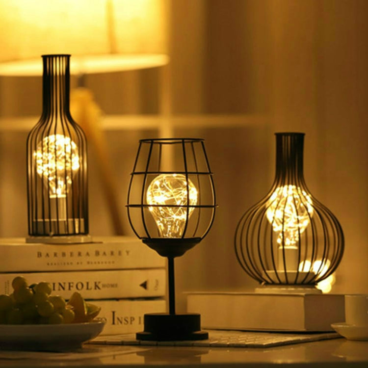 Retro Classic Iron Art LED Table Lamp Reading Lamp Night Light Bedroom Lamp Desk Lighting Home Decoration, Red Wine + Red Wine + Hangover