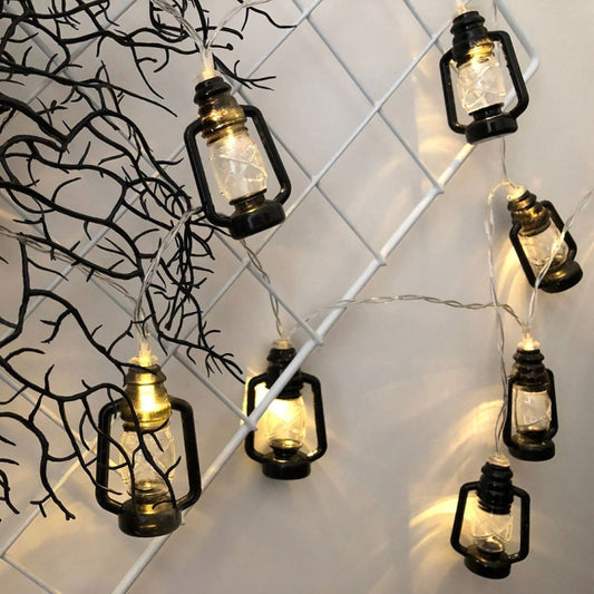 Christmas Lantern Festival Decoration Retro Kerosene Lamp LED String, 3m 20LEDs/ Black
