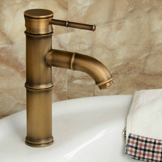 Antique Retro Hot Cold Water Bathroom Counter Basin Bamboo Waterfall Basin Copper Faucet, Elbow 2 Knots
