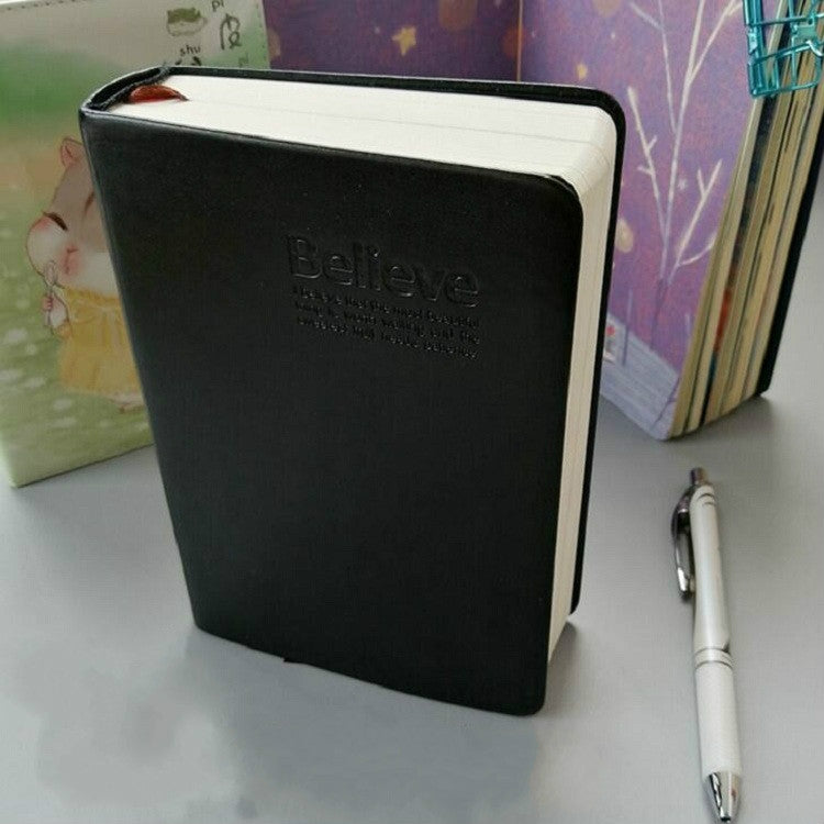 Ultra-Thick Retro Simple Lmitation Leather Thick Horizontal Blank Notebook, Specifications:Large Gold Rim Horizontal Line, Small White Rim Blank