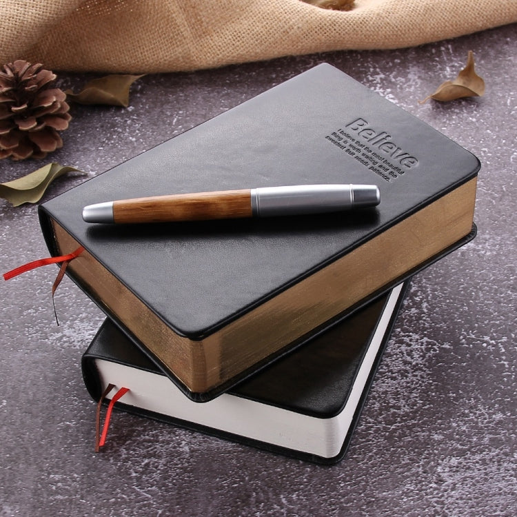 Ultra-Thick Retro Simple Lmitation Leather Thick Horizontal Blank Notebook, Specifications:Large Gold Rim Horizontal Line, Small White Rim Blank