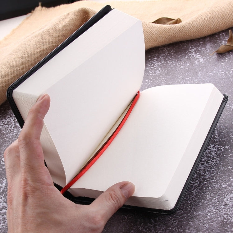 Ultra-Thick Retro Simple Lmitation Leather Thick Horizontal Blank Notebook, Specifications:Large Gold Rim Horizontal Line, Small White Rim Blank