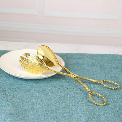 Retro Zinc Alloy Cutlery Cake Fruit Dessert Salad Clip, Cake Fruit Round Head Gold Clip